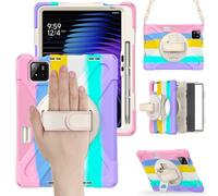 Coque Xiaomi Poco Pad X1 11 Pouces 2025, Antichoc Armure Robuste Étui avec Support Rotatif, Dragonne, Bandoulière Réglable et Porte-Crayon, TPU and PC Housse