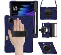 Coque Xiaomi Poco Pad X1 11 Pouces 2025, Antichoc Armure Robuste Étui avec Support Rotatif, Dragonne, Bandoulière Réglable et Porte-Crayon, TPU and PC Housse