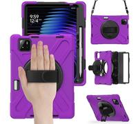 Coque Xiaomi Poco Pad X1 11 Pouces 2025, Antichoc Armure Robuste Étui avec Support Rotatif, Dragonne, Bandoulière Réglable et Porte-Crayon, TPU and PC Housse