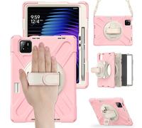 Coque Xiaomi Poco Pad X1 11 Pouces 2025, Antichoc Armure Robuste Étui avec Support Rotatif, Dragonne, Bandoulière Réglable et Porte-Crayon, TPU and PC Housse