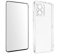 Coque pour Xiaomi Poco X4 GT Silicone Souple et Film Verre Trempé 9H transparent contour noir