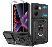Coque Xiaomi Poco X7 Pro 5G - Housse Militaire Antichoc [2 HD TPU Film + Anneau] - Protection 360° PC Dur & Gel Silicone TPU - Étui pour Poco X7 Pro 5G - Résistance Chocs, Chutes,Noir