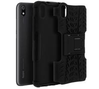Coque Xiaomi Redmi 7A Bi matière Rigide et Silicone Béquille Support Noir