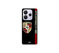 Coque - Maniacase - Xiaomi Redmi Note 14 5G - Logo PORSCHE - Souple - Noir/Rouge/Doré