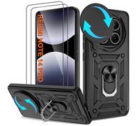 Coque Xiaomi Redmi Note 14 Pro 4G - Housse Militaire Antichoc [2 HD TPU Film + Anneau] - Protection 360° PC Dur & Gel Silicone TPU - Étui pour Redmi Note 14 Pro - Résistance Chocs, Chutes,Noir