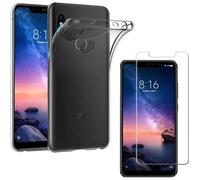 PHONILLICO Coque pour XIAOMI REDMI Note 6 Pro + Verre Trempé Film Protection Ecran - Housse Etui Gel TPU Silicone Transparent Souple Ultra Mince Slim Anti Choc - Vitre Ultra Resistant Anti Rayure