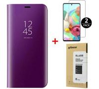 Coque Xiaomi Redmi Note 9S + [2 Pack] Verre trempé Smart Miroir Flip Case avec Stand Housse Protection Étui pour Redmi Note 9S
