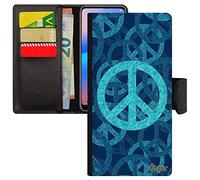 Coque Y6 2018 à Rabat Portefeuille Peace and Love & Harmonie Image Symbole Espoir Bleu Motif Ragga Etui Telephone philosophie pour Huawei