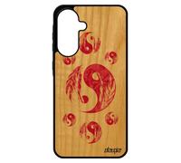 Coque Yin Et Yang Pour Samsung A56 5g Bois Silicone Rose Asie Antichoc Plume Bicolore Dessin Ying Imprim¿ Portable Image Tpu Pour Galaxy