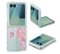Coque Z Flip 7 Transparente Cristal avec Motif Fleur Attrape-rêves Coque pour Samsung Galaxy Z Flip 7 Ultra Fine Original Silicone Souple TPU Etui Z Flip 7 Antichoc Case (A)
