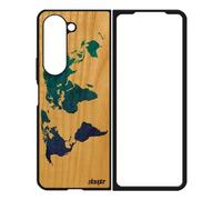Coque Z Fold 5 Bois Silicone Carte Monde Motif Geographie Pays Planete Portable Globe Pas Cher Terre Bleu Smartphone Samsung Galaxy