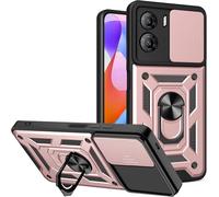 Coque Zte Nubia Neo 3 5g - Étui Antichoc Tpu+Pc Avec Cache Objectif Coulissant, Support Anneau Rotatif 360° Et Compatible Fixation Voiture Magnétique, Or Rose