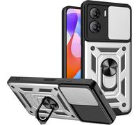 Coque Zte Nubia Neo 3 5g - Étui Tpu+Pc Anti-Chute Avec Cache Objectif Coulissant, Anneau Rotatif 360° Et Plaque Magnétique Compatible Support Voiture - Argent