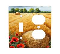 Coquelicot Field Plaques de protection pour interrupteur, fleurs rouges vives pour décoration d'intérieur, plaques murales en thermoplastique, taille standard à bascule duplex