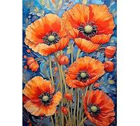 coquelicot Peinture Diamant Adulte, 5D Bricolage fleur Diamond Painting Enfant, Cristal Strass Point de Croix Broderie Diamant Kit Complet, Diamant Painting pour Decoration Murale Salon 30x40cm P-5