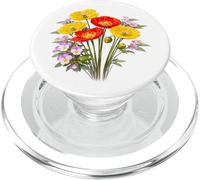 Coquelicots et pensées Rouges et Jaunes Formes Pleine Floraison Mania PopSockets PopGrip pour MagSafe