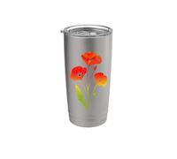Coquelicots géométriques - Design moderne floral polygone Gobelet isotherme en acier inoxydable double paroi