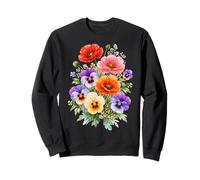 Coquelicots Rouges Multicolores pensées Pleine Floraison Formes Mania Sweatshirt