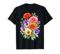 Coquelicots Rouges Multicolores pensées Pleine Floraison Formes Mania T-Shirt