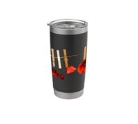 Coquelicots rouges sur une laisse Gobelet isotherme en acier inoxydable double paroi