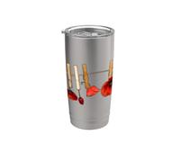 Coquelicots rouges sur une laisse Gobelet isotherme en acier inoxydable double paroi