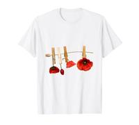 Coquelicots Rouges sur Une Laisse T-Shirt Graphique avec Valeur, Homme, Blanc, M