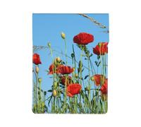 Coquelicots sur Ciel Bleu,Housse en Cuir synthétique pour Ordinateur Portable, Sacoche pour Ordinateur Portable, Sacoche pour Tablette