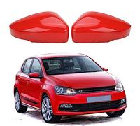 Coques de rétroviseurs, 1 paire de coques pour rétroviseurs extérieurs de porte de voiture, coques de rétroviseurs latéraux pour VW Polo MK5 (2009-2017) (Rouge)