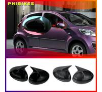 Coques de rétroviseurs latéraux en forme de corne de bœuf, adaptées à Peugeot 107, Toyota Aygo 107CC, Citroën C1 2005-2014, accessoires Carbon fiber pattern