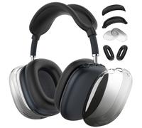 Coques en silicone 4 en 1 pour Apple AirPods Max (2024/2020), USB-C/Lightning, TPU transparent souple, dégradé de couleurs, accessoires pour oreillettes/coussinets/bandeau, noir