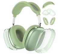 Coques en silicone pour écouteurs Apple AirPods Max (2024/2020), USB-C, TPU transparent souple, accessoires pour oreillettes/coussinets/bandeau, vert