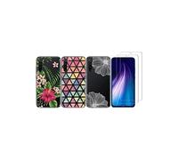 NOVAGO Compatible avec Xiaomi Redmi Note 8 et Redmi Note 8 2021-Pack Complet- Coque Résistante Transparente avec Motifs imprimés + 2 Films vitre de Protection écran Verre trempé (3 Coques)