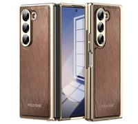 Coques pour Galaxy Z Fold6, Z Fold 6 Cover avec Protecteur d'écran intégré Anti-Traces de Doigts, étui en Cuir pour Samsung Galaxy Z Fold6 avec Protecteur d'écran Avant-Marron