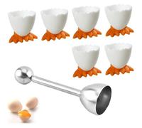 Coquetier - 6 PCS Coquetiers Blanc - Ouvre Oeuf Inclus - Design Créatif - Pour Adultes