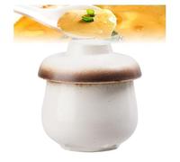 Coquetier avec couvercle - Pot en céramique pour œufs durs ou cuits à la vapeur, pudding et soupe - Design rétro, 250 ml Ustensiles de cuisine