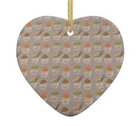 Coquetier en céramique avec imprimé ramen - Décoration commémorative pour sapin de Noël - Cadeau de condoléances pour vos proches