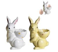 Coquetier en céramique en forme de lapin - Coquetier créatif en céramique - Pour œufs à la coque - Décoration d'intérieur - Ustensiles de cuisine - Support pour œufs de lapin de Pâques