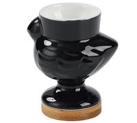 Coquetier en céramique en forme de poussin, support for œuf dur, récipient for cuisine, petit-déjeuner, banquet, œufs(Black)