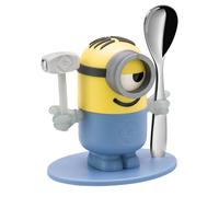 WMF Minions Coquetier en plastique et acier inoxydable Cromargan poli avec cuillère Passe au lave-vaisselle Jaune/bleu