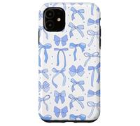 Coquette Blue Bows and Ribbons Pattern Romantic Style Coque pour iPhone 11