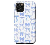 Coquette Blue Bows and Ribbons Pattern Romantic Style Coque pour iPhone 11 Pro