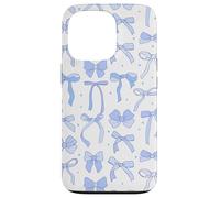 Coquette Blue Bows and Ribbons Pattern Romantic Style Coque pour iPhone 13 Pro