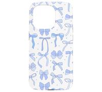 Coquette Blue Bows and Ribbons Pattern Romantic Style Coque pour iPhone 15 Pro