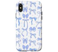Coquette Blue Bows and Ribbons Pattern Romantic Style Coque pour iPhone X/XS