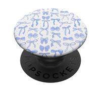 Coquette Blue Bows and Ribbons Pattern Romantic Style PopSockets PopGrip Adhésif