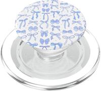 Coquette Blue Bows and Ribbons Pattern Romantic Style PopSockets PopGrip pour MagSafe