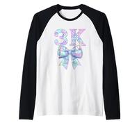 Coquette Bow 3K Preppy Kid Pre K3 Girl PK3 1er Jour d'école Manche Raglan