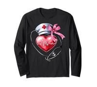 Coquette Bow Cardiologie Infirmière CVICU ICU CICU Cardiologie Soins infirmiers Manche Longue
