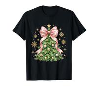 Coquette Bow Christmas Tree Xmas Holiday Girly Women Ribbon T-Shirt
