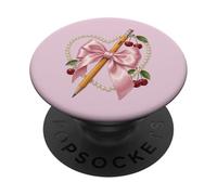 Coquette Bow Crayon Enseignant Mignon Rentrée Scolaire Esthétique PopSockets PopGrip Adhésif